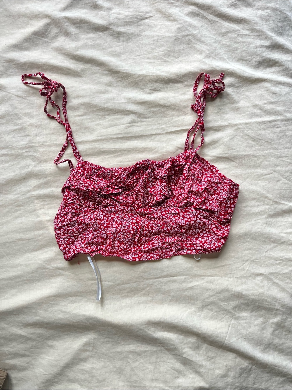 Red Ditsy Floral Smocked Crop Top Tie
Straps Size S